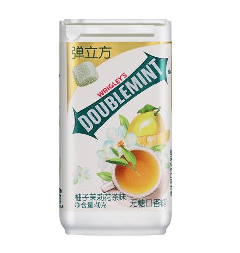 绿箭（DOUBLEMINT）无糖口香糖弹立方柚子茉莉花茶味 40g单瓶装 办公室休闲零食